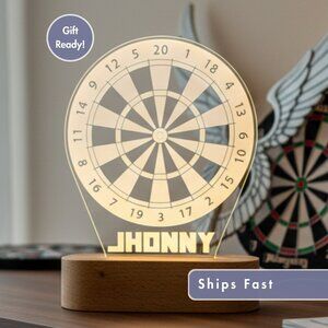Personalized Dart Night Light – Custom LED Dartboard Lamp for Game Rooms